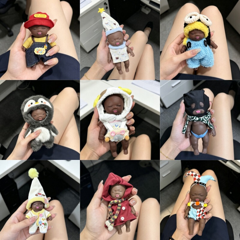 14cm Natasha Doll Black Doll Adult Stress Relief Toy Prank for Office Workers to Relieve Anxiety Ugly Doll Clothing Set