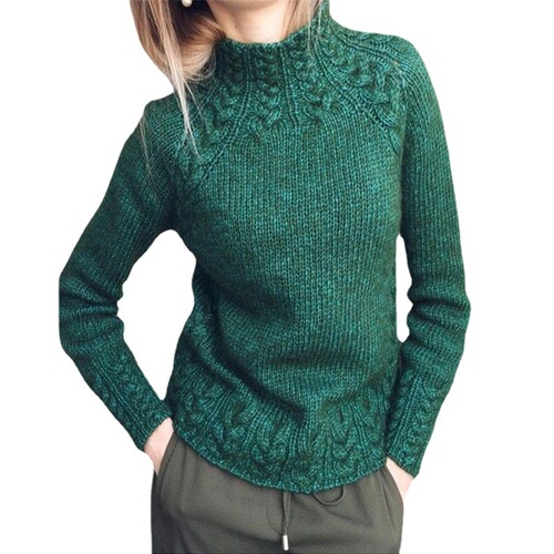New European and American Women's Sweater: Solid-Color Linen-Textured Knitted Pullover for Ladies