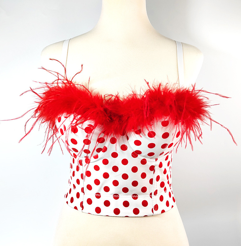 bar hot dance Jazz dance Feather bra tops for Womenparagraph