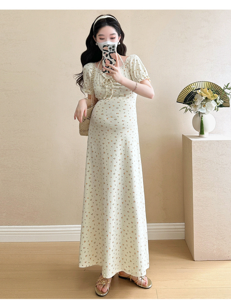 妊婦服のワンピース2025夏の新型ファッション純欲風の中の長さはやせています。