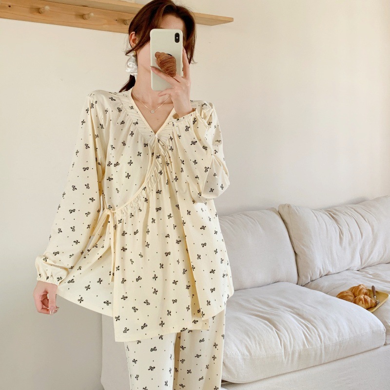 중국 스타일 모달 산후 의류 산후 모유 수유 잠옷 봄, 여름, 가을, 겨울 산모 모유 수유 가정 의류 세트