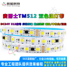五线5050双色温DMX512led灯带低压24v12mm宽60灯正暖白室外装饰灯