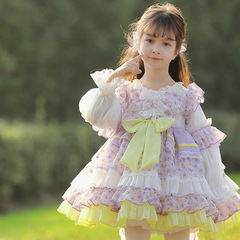 2024 Spring New Children's Lolita Dress for Girls - Floral Princess Skirt and Dress
