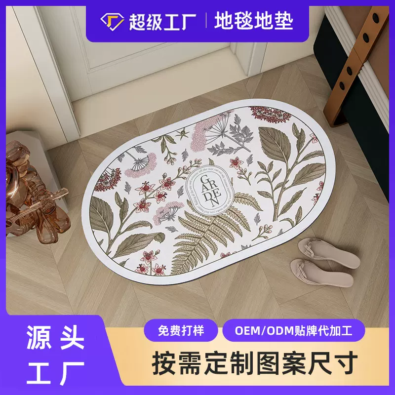 地垫入户门耐脏易清洗门口地垫硅藻泥防滑地垫图案尺寸定制批发