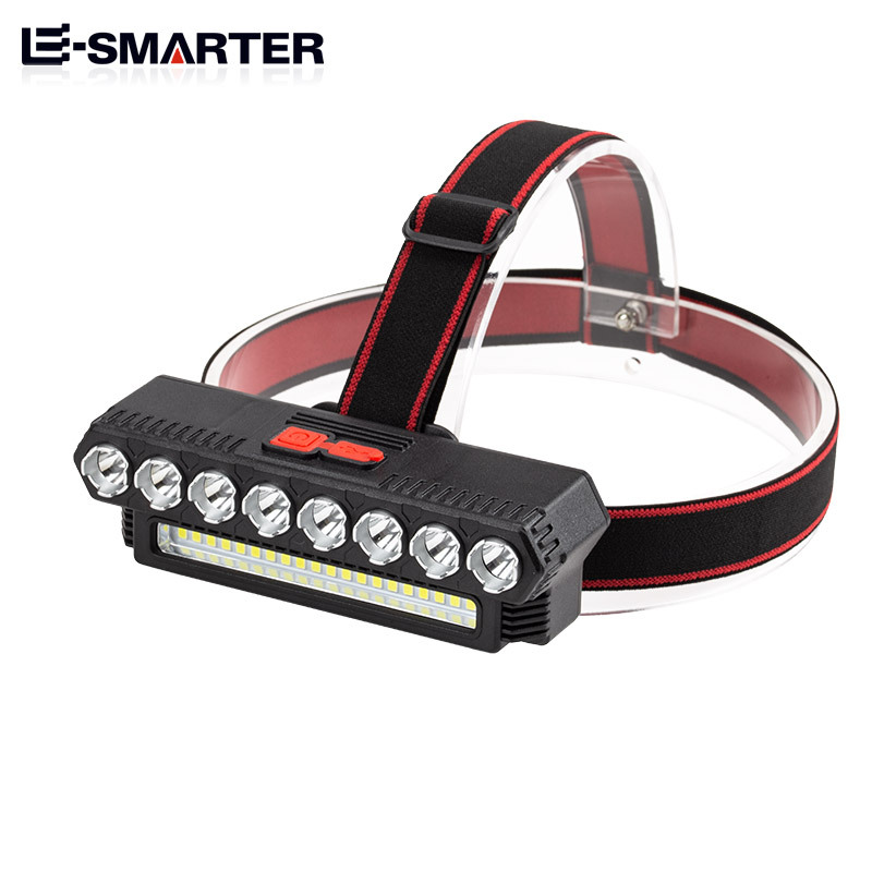 Transfronterizo nueva noche pesca faro al aire libre fuerte luz multi-LED cabeza-montado USB recargable faro linterna de iluminación portátil