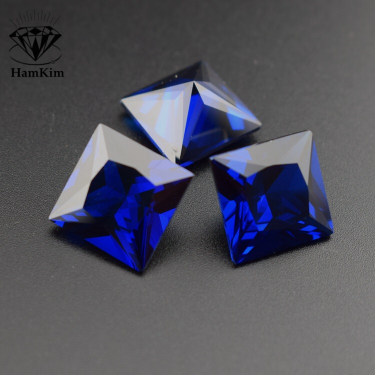 Princess square blue spinel 113# square Sapphire BlueSpinel jewelry inlaid stone bare stone