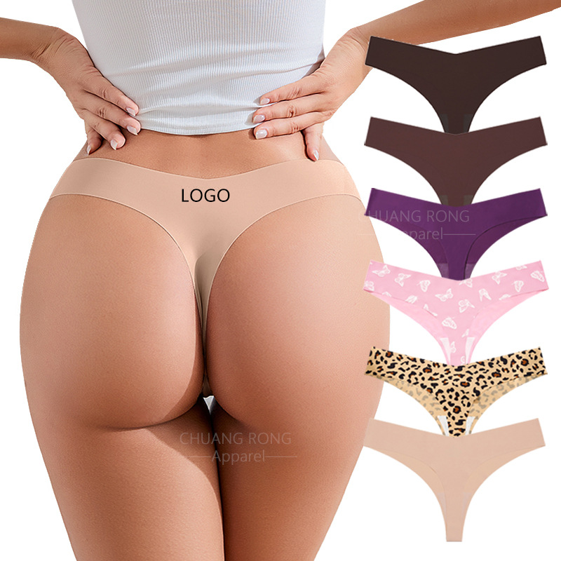 Ropa interior tipo tanga de estilo europeo y americano para mujer, sin costuras, sexy, de seda helada, bragas invisibles de cintura baja para deporte, yoga y fitness.