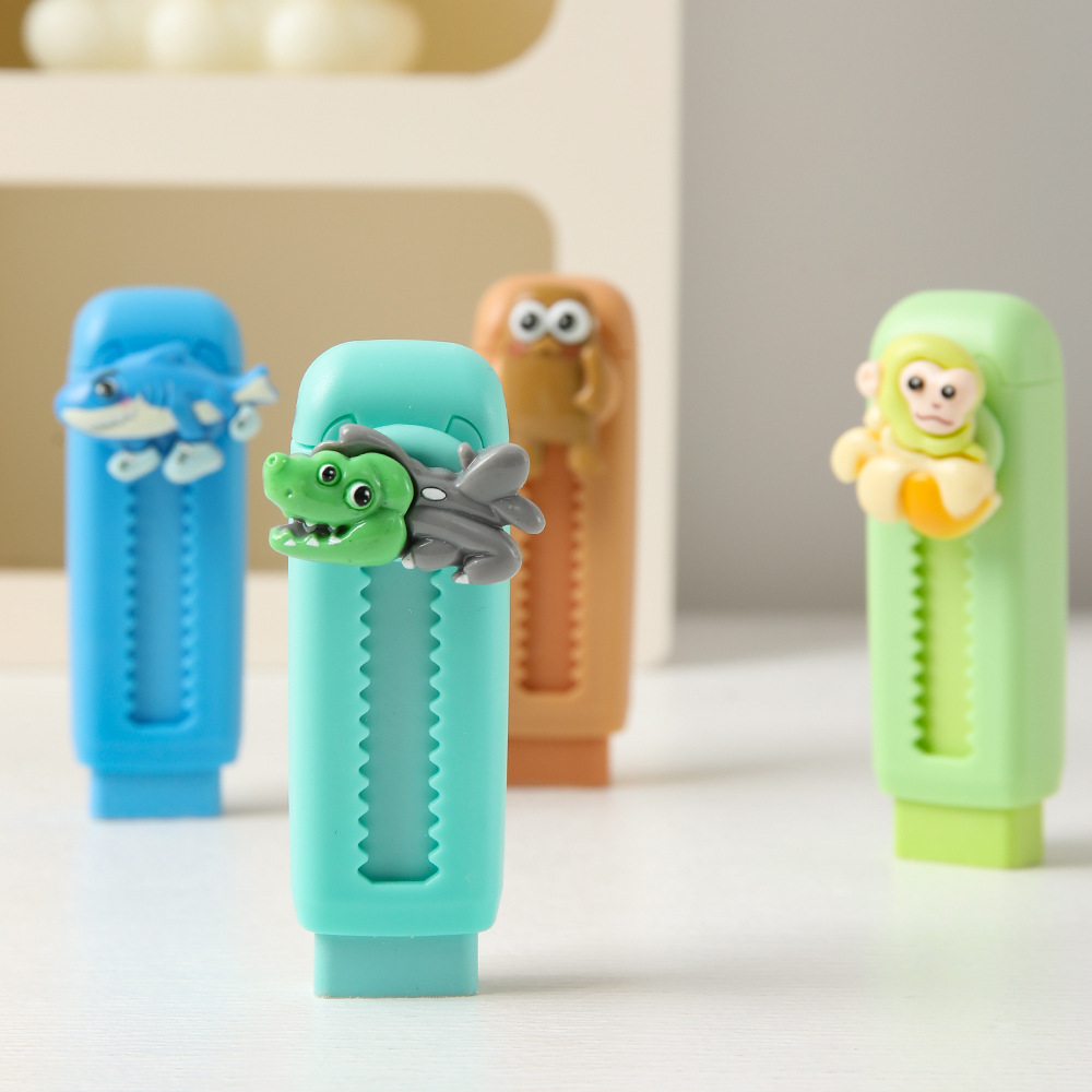 Nuevo producto AI montaña y mar empujando y tirando borracha limpia sin residuos ultra limpia goma retráctil dibujos animados papelería creativa