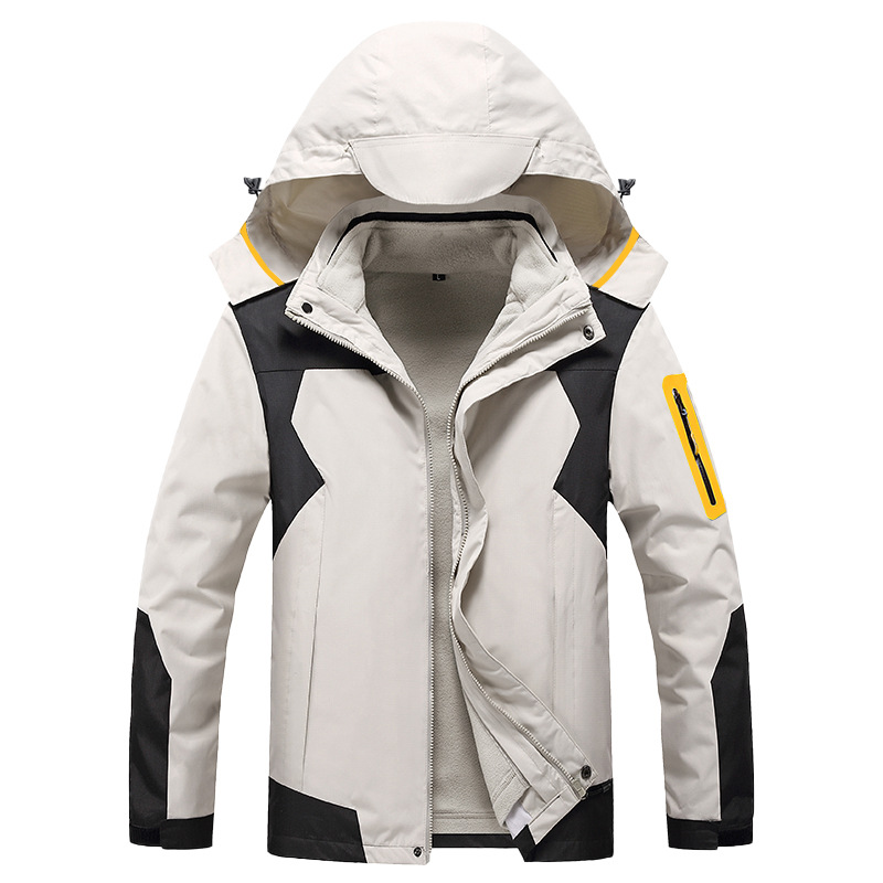 Chaqueta al aire libre tres en uno para mujer desmontable otoño e invierno con forro polar cálido traje de Montañismo a prueba de viento abrigo transpirable para hombres