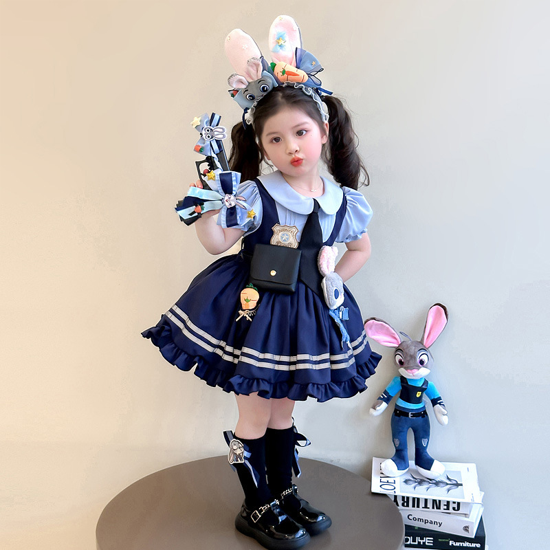 Girls' Bunny Police Officer Judy Cosplay Costume Lolita Princess Dress Disney Outfit Summer Dress Girls' Bunny Police Officer Judy Cosplay Costume Lolita Princess Dress Disney Outfit Summer Dress