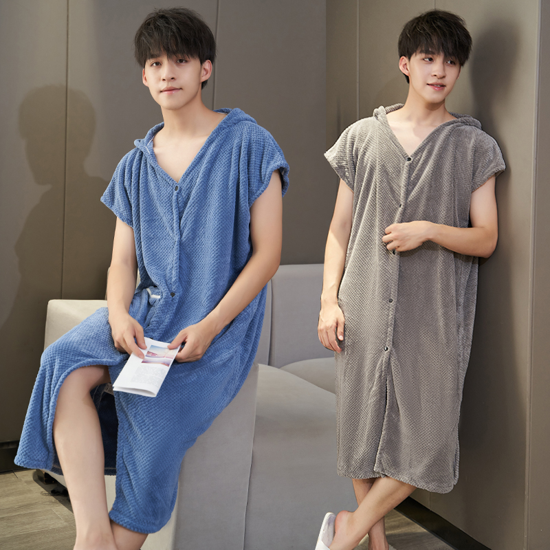 H1FW72X 수건 목욕 가운 성인 비 순수한면 흡수성 빠른 건조 잠옷 웨어러블 목욕 타월 남성 온천