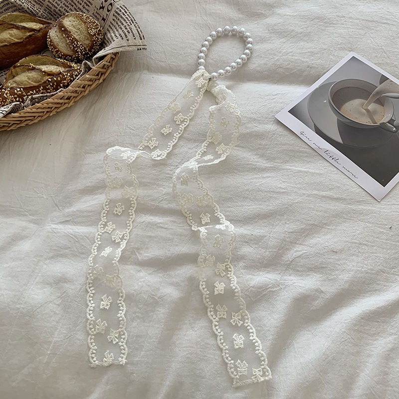 Bufandas de encaje femeninas coreanas de primavera y otoño universal moda bufandas de cuello cuello collar de perlas cuello de cabello