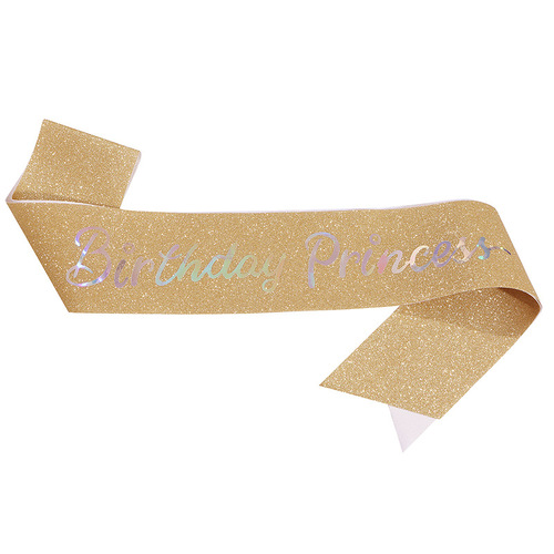 Birthday party shoulder strap etiquette belt birthday princess birthday princess glitter cloth belt and ribbon