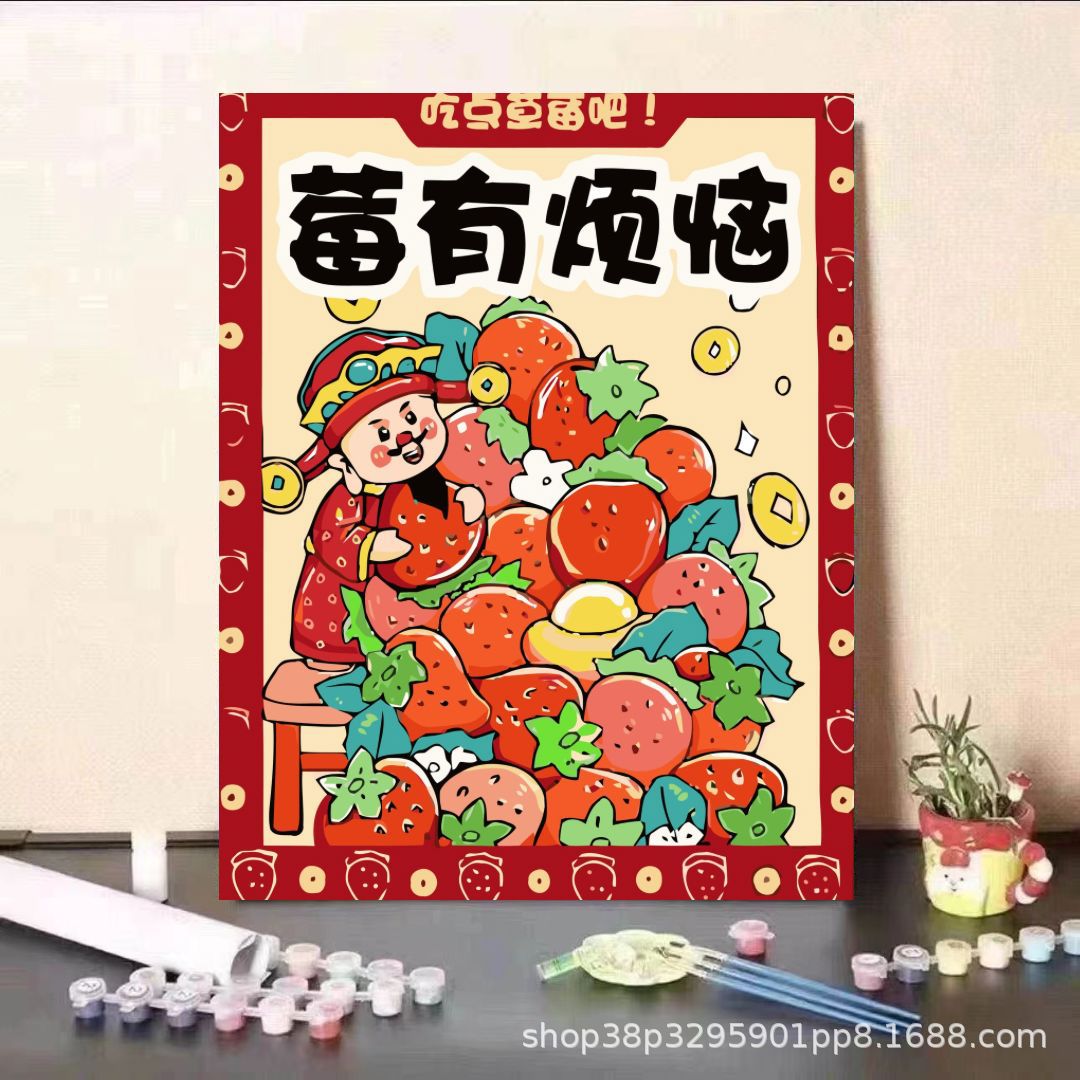 Lápiz pequeño Año Nuevo pintura al óleo digital diy relleno 2024 nuevo niño relleno pintado a mano pintura al óleo acrílico