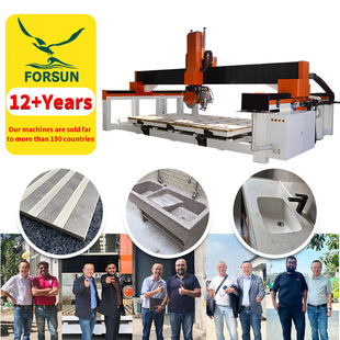 Shandong Hongji Stone Five-Axis Cnc Integrated Bridge Cutting Machine Granite Tile Profiling Processing Railing Engraving