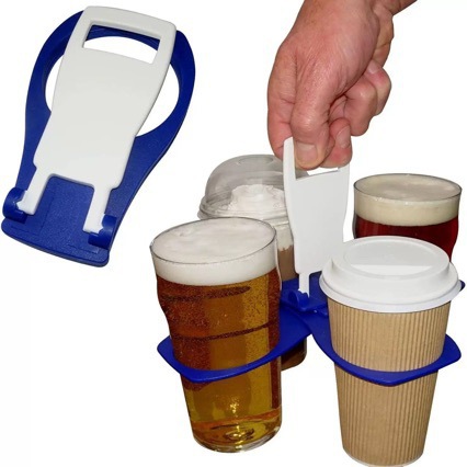 Portable 4-hole/4-ring drink holder, foldable cup holder, multi-functional wine glass holder, take-out coffee and soft drink stand