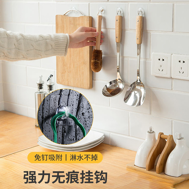 釘不要の強力な跡が残らない透明な角型フック、穴あけ不要の浴室やキッチン用衣類掛け粘着フック|undefined
