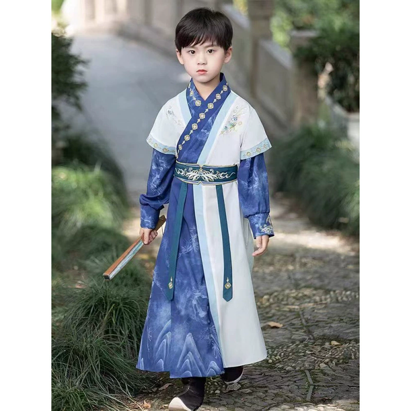 Hanfu для мальчиков, летний тонкий древний стиль, новый весенне-осенний костюм для мальчиков по боевым искусствам, детский костюм Тан
