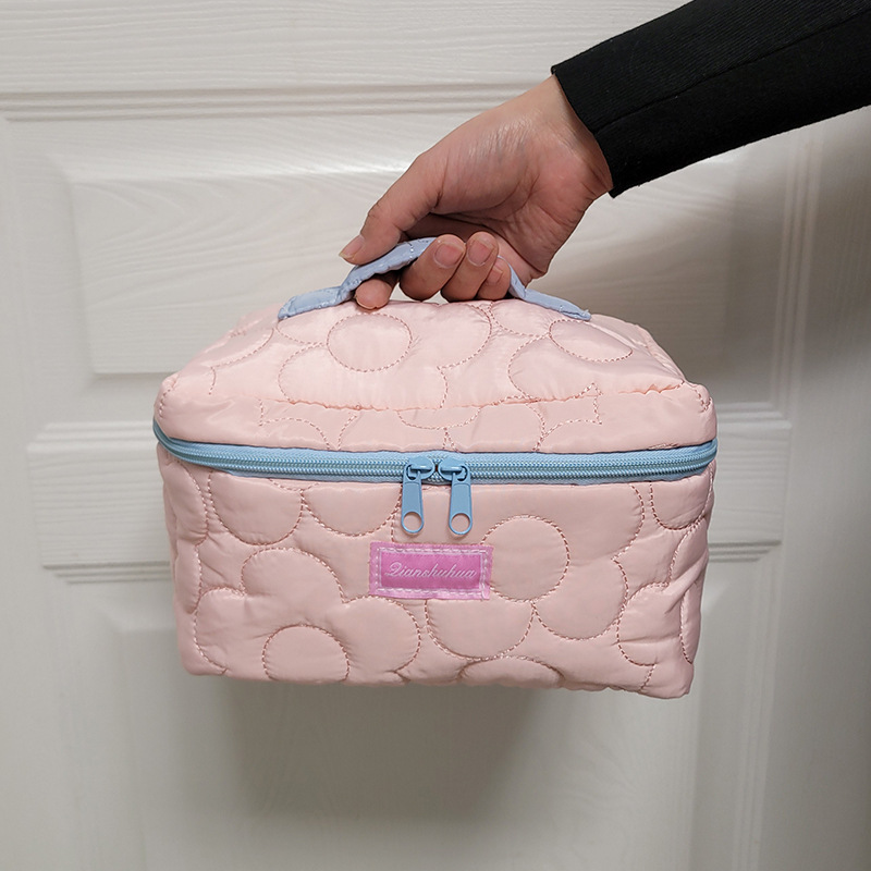 자수 꽃 관대 한 가방 핑크 큰