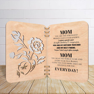 Cross-Border Customized Mother's Day Bouquet Greeting Card Wooden Flower Decoration Folding Gift Card Birthday Gift Card