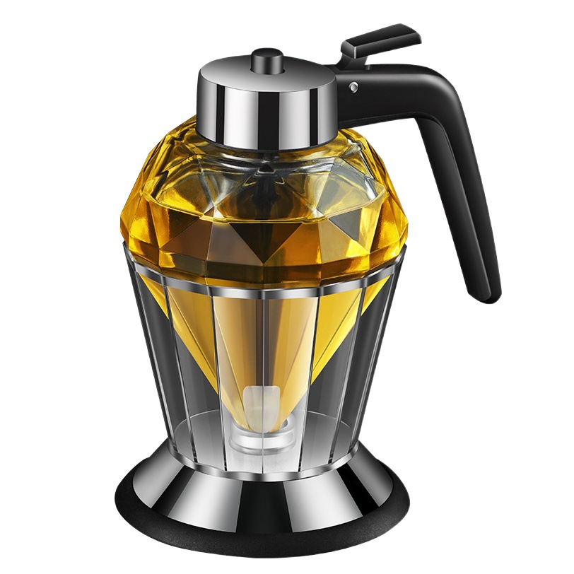 Vidrio de diamante olla de aceite de acero inoxidable pequeña botella de aceite tanque de aceite salsa doméstica vinagre condimento botella de aceite sin fugas olla de miel