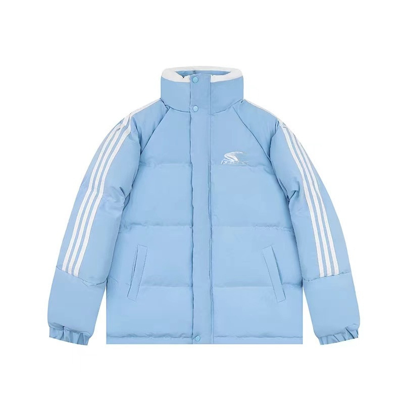 남성과 여성을위한 겨울 두꺼운 느슨한 칼라 코튼 패딩 재킷 디자인 센스 아메리칸 스트라이프 브레드 의류 커플 코트