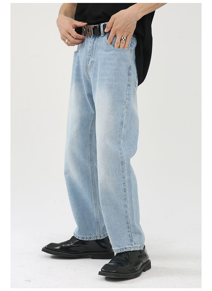Quần jean nam ống thẳng lửng 9 tấc cạp vừa phong cách Hàn Quốc — Màu xám, Màu đen, Xanh denim, Xanh lam đậm chi tiết 20