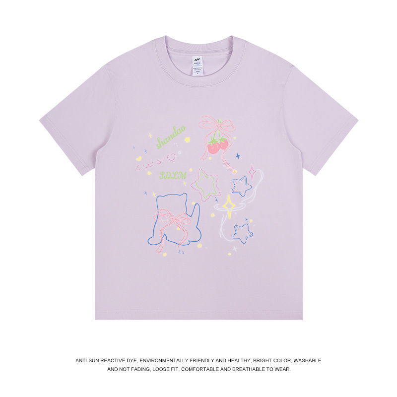 メンズファッションブランド 純綿プリントTシャツ メンズ 夏 カジュアル 丸首 ゆったり 半袖 レディース ドーパミン風 万能トップス|undefined