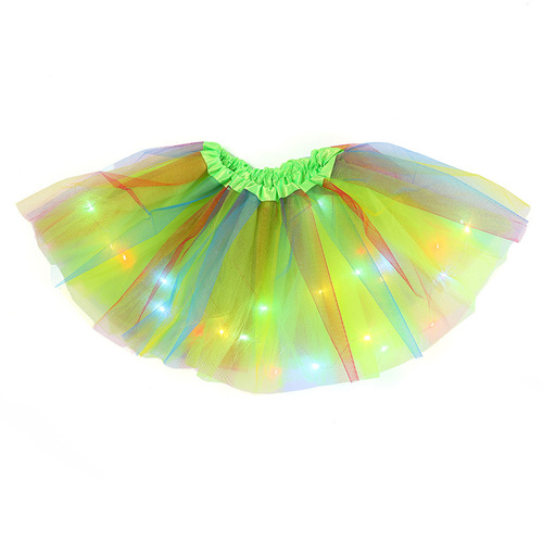 children's model  jazz modern ballet dance tutu LED light rainbow glitter gauze skirt Birthday Xmas Halloween Carnival party Cosplay tulle skirts for kids