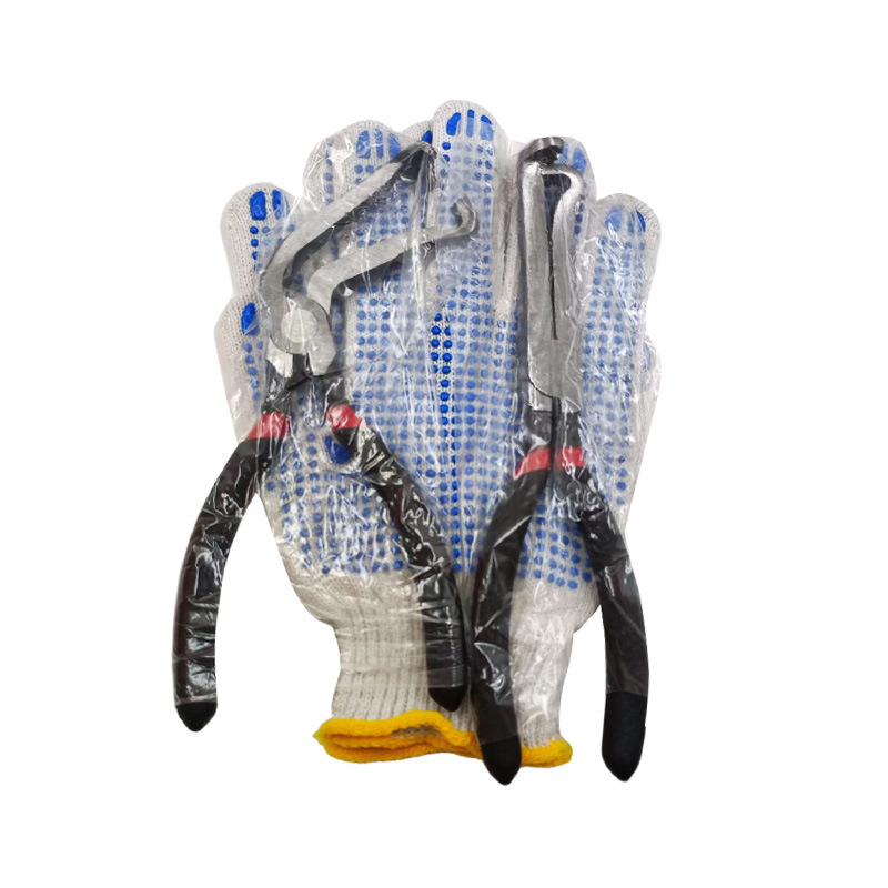 빨간색과 검은색 볼트 커터 3종 세트(직선 + 곡선 + 장갑 한 쌍)