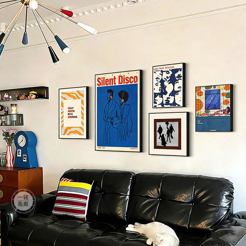 Bauhaus mid-century style living room decorative painting, niche art combination, sofa background wall mural, abstract high-end wall art Bauhaus mid-century style living room decorative painting, niche art combination, sofa background wall mural, abstract high-end wall art