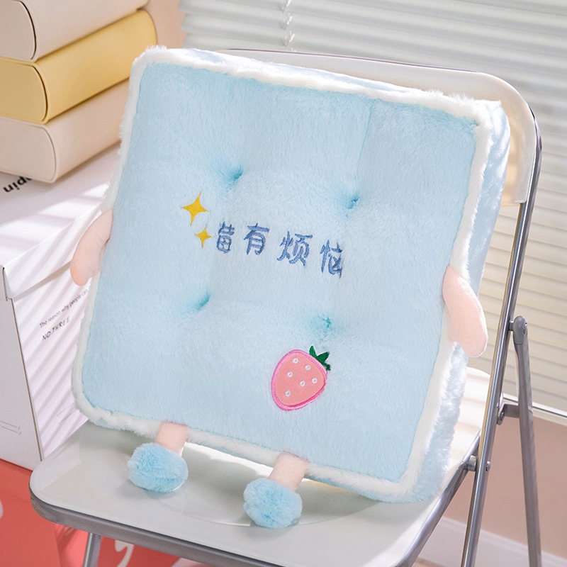 Círculos animados de seda de cabello de conejo espeso asiento cojín de cojín