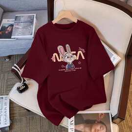 定制卡通动漫夏季新款兔子朱迪可爱休闲简约上衣宽松女装短袖T恤