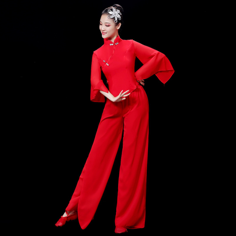 开场舞演出服女新款飘逸中国风长裙交谊舞古筝大摆裙舞蹈服装成人|undefined