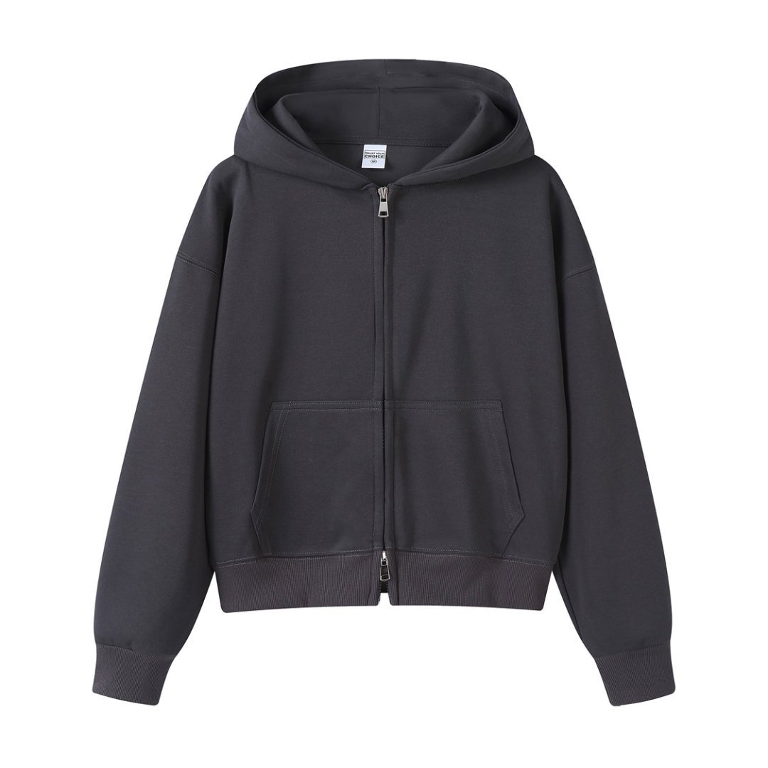 Marca de moda de color sólido con capuchón de plata, camiseta corta de hombro para mujeres otoño y invierno pesado 450g con camiseta con capuchón cálida y casual