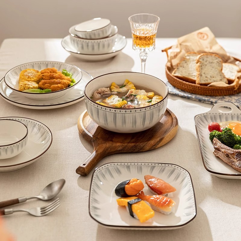 Tazón doméstico grande 2024 nuevo tazón de cerámica para cenar platos de platos combinados cubiertos de 6 pulgadas 8 pulgadas gran fideos de sopa nuevo