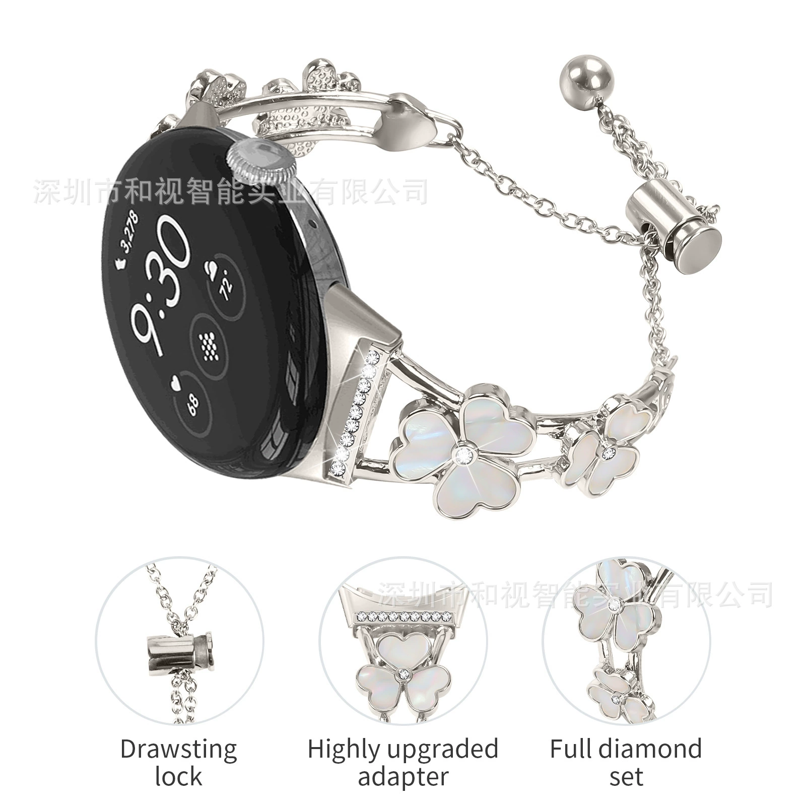 Подходит для Google Pixel Watch 1/2/3 — ремешок Love Triple Leaf из сплава Google, новый металлический приватный ремешок