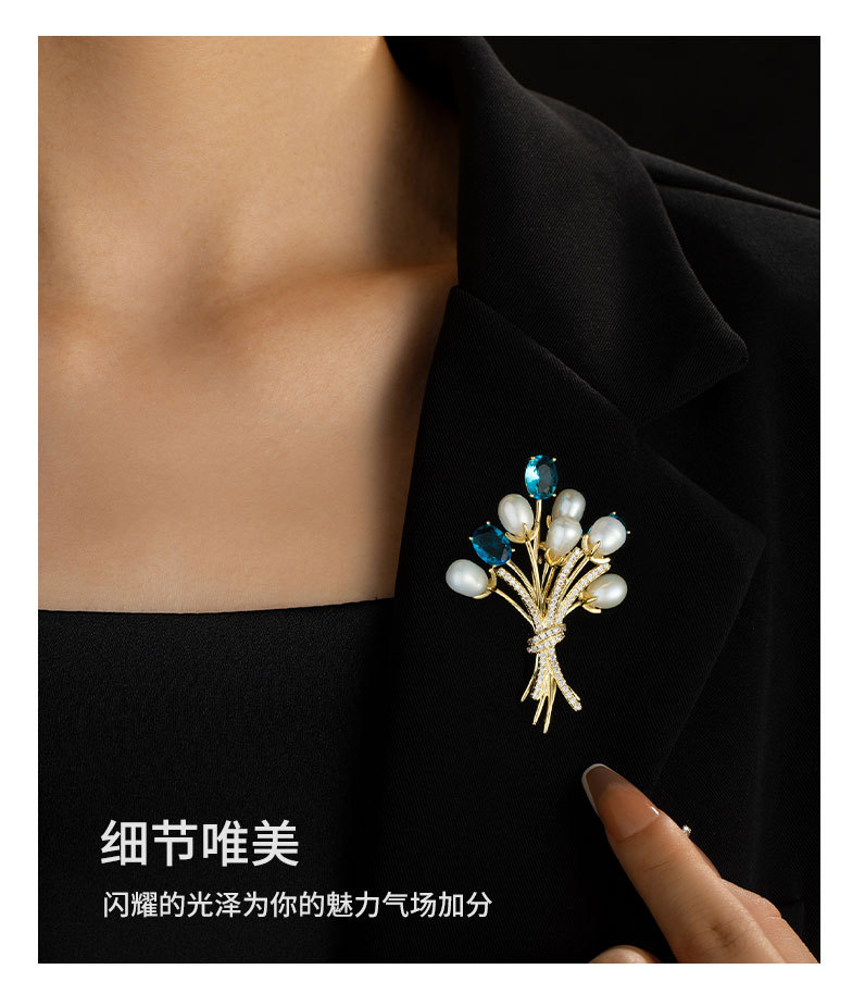 高级感淡水珍珠花束胸针时尚优雅告白气球胸花奢华大气