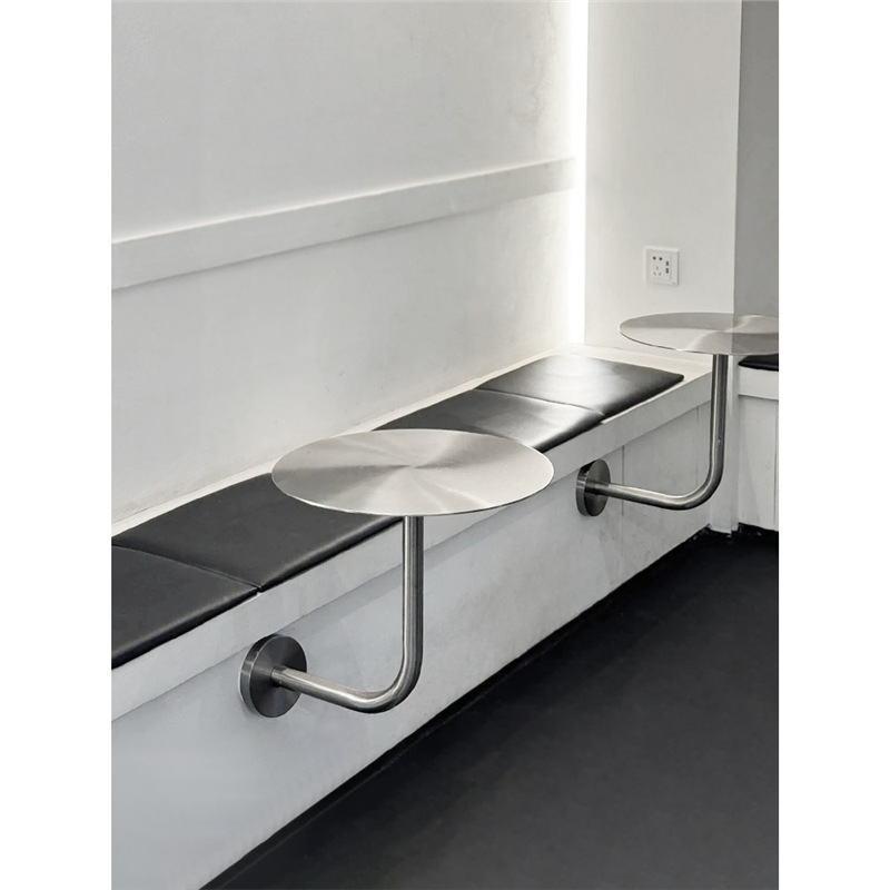 Milk Tea Shop Cafe Stainless Steel Wall-Mounted Small Round Table Industrial Style Commercial Wall-Mounted Small Table Milk Tea Shop Cafe Stainless Steel Wall-Mounted Small Round Table Industrial Style Commercial Wall-Mounted Small Table