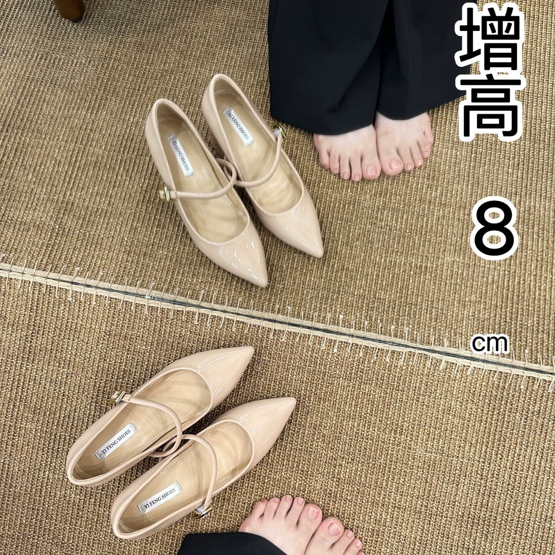 Обнаженные остроконечные толстые каблуки плюс увеличение на 8 см