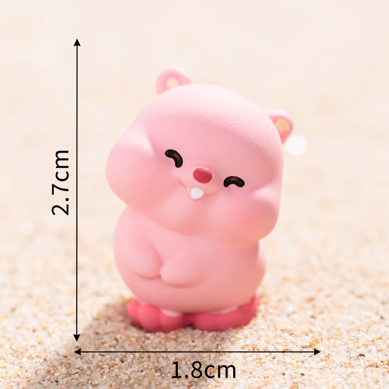 微景观卡通粉红小海狸公仔手办树脂工艺品车载中控桌面潮玩小摆件|undefined