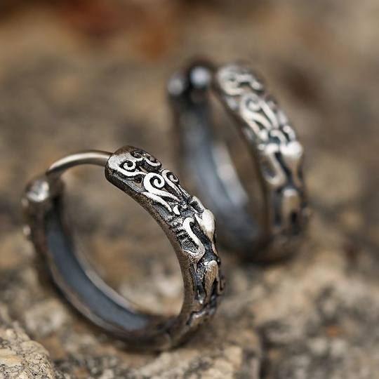 Vintage Brave Men's Silver Earrings Boys' Fashionable Earrings 925 Silver Plated Boys' All-match Earrings Earrings and Ear Buckle