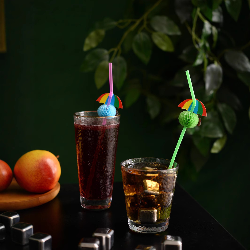 Fábrica en stock al por mayor creativo tridimensional forma de panal decoración de paja desechable plástico fluorescente color tira transfronteriza