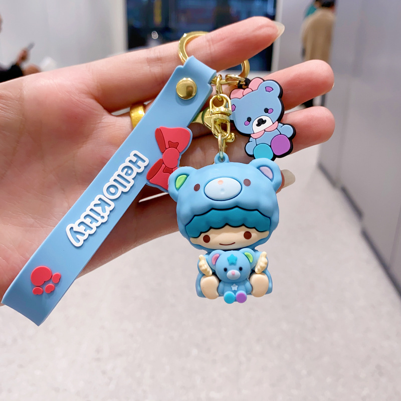 Cartoon Sanrio llavero Kulomi Yugui perro de goma suave muñeca niña corazón colgante colgante pequeño regalo al por mayor