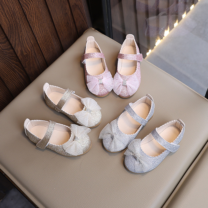 Zapatos de princesa para niñas, nuevos zapatos para niños, zapatos de cuero de primavera y verano brillantes, zapatos de niña, zapatos de bebé, suela suave