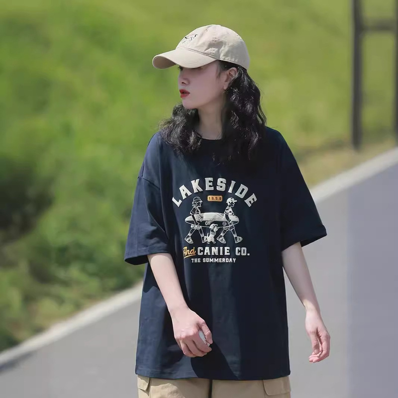 Plus Size Unisex Style Large Size Short-Sleeved Women's Summer American Street Fashion Brand Student Loose Sports Casual Couple T-Shirt