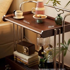 中古の木のお茶のいくつかの移動可能なソファーの辺のいくつかの胡桃の色のレトロなサイドキャビネットの客間の小さい車のベッドの棚