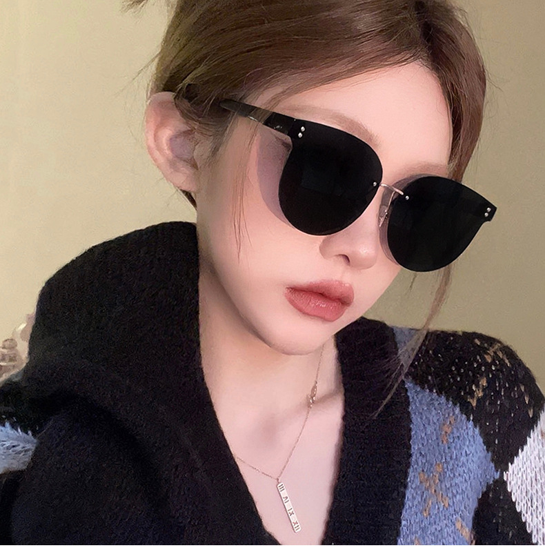 Ac, UV400 Protection Lens Material Simple Style Geometric Ac UV400 Protection Round Frame Frameless Women's Sunglasses