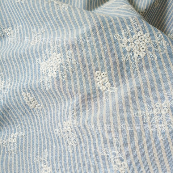 Lace Embroidered Floral Striped Cotton Lace Full Fabric Floral Cotton lace fabric