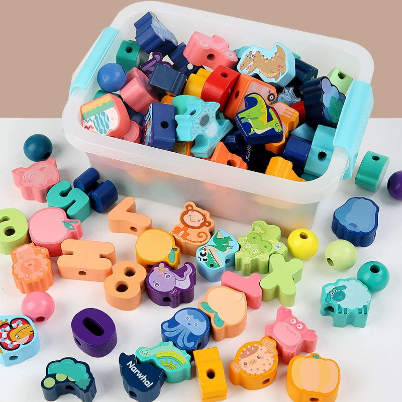 Children's constructor with beads, smart toy, big beads, handmade, early education